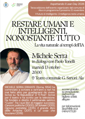 Restare umai ai tempi dell'IA: ad Ala approda Michele Serra