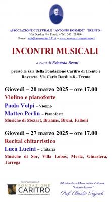 Due incontri per la rassegna "Incontri musicali"